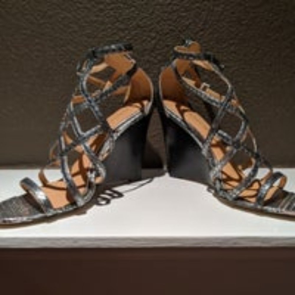 Badgley Mischka Mora Snake- Embossed Wedge Sandals